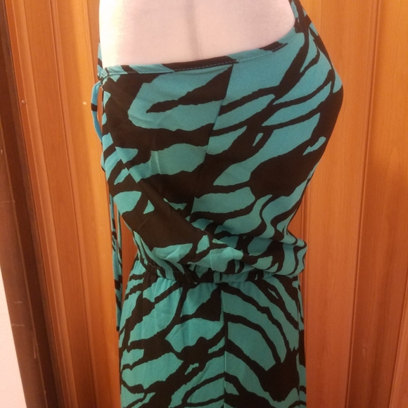 TURQUOISE AND BLACK MAXI DRESS - Picture 6 of 6